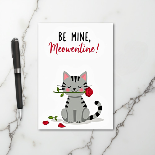 Be Mine Meowentine Cat Card