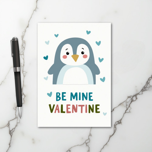 Be Mine Penguin Valentine Card