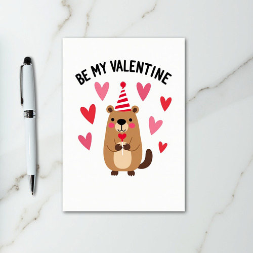 Be My Valentine Beaver Card