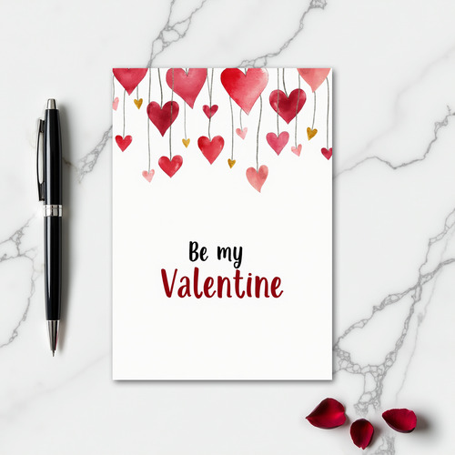 Be My Valentine Watercolor Heart Card