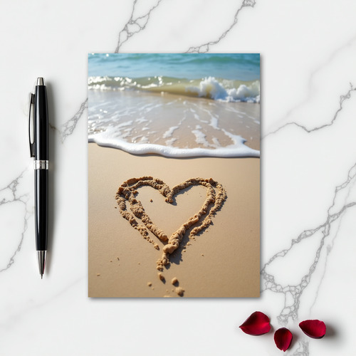 Beach Heart Love Message Card