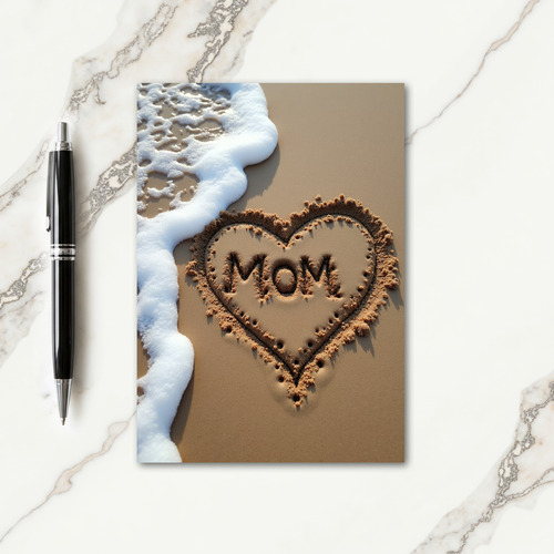 Beach Mom Sand Heart Message Card
