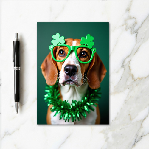 Beagle In Green Fun Card