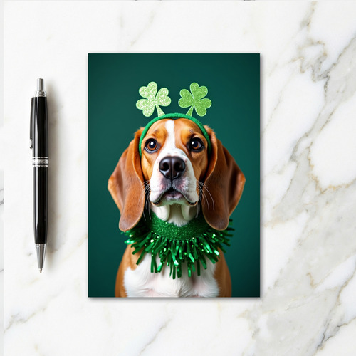 Beagle Shamrock Celebration Card