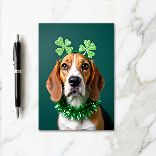 Beagle Shamrock Holiday Card