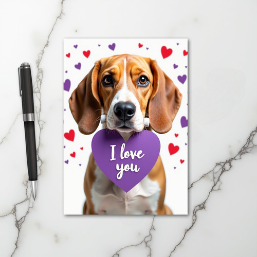 Beagle Valentine I Love You Card