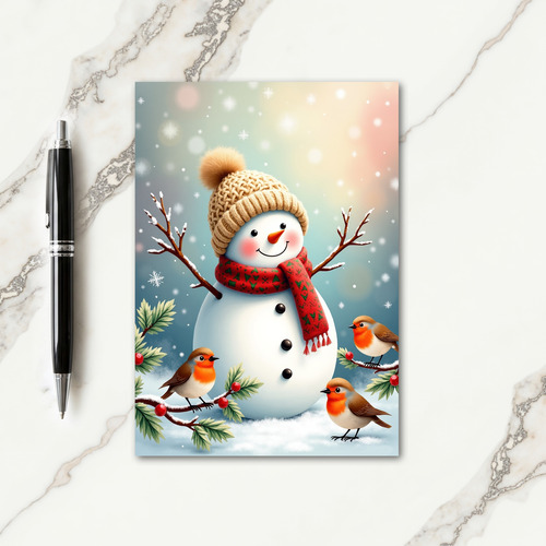 Beanie Snowman Christmas Card