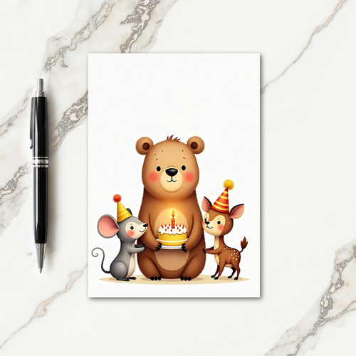Bear And Friends Birthday Card