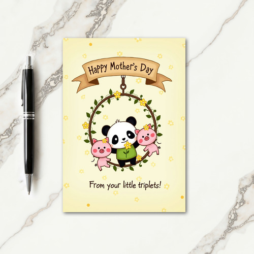 Bear And Pig Mothers Day Wreath Card