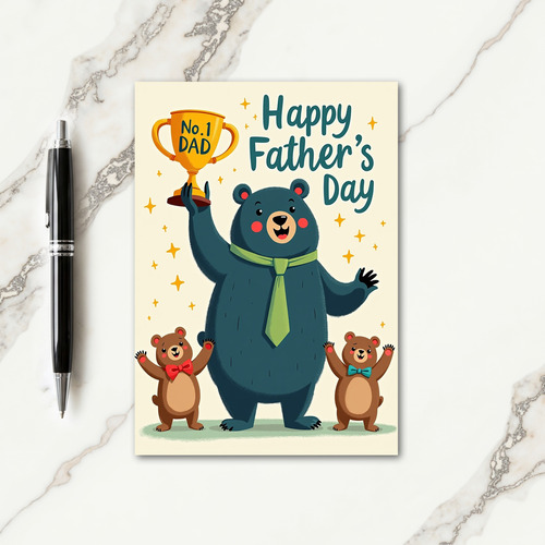 Bear Family Fathers Day Trophy Card