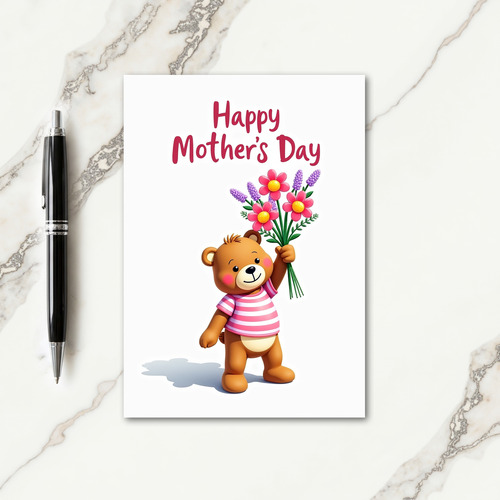 Bear Floral Mothers Day Greeting Card