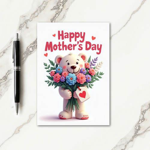 Bear Flowers Mothers Day Card