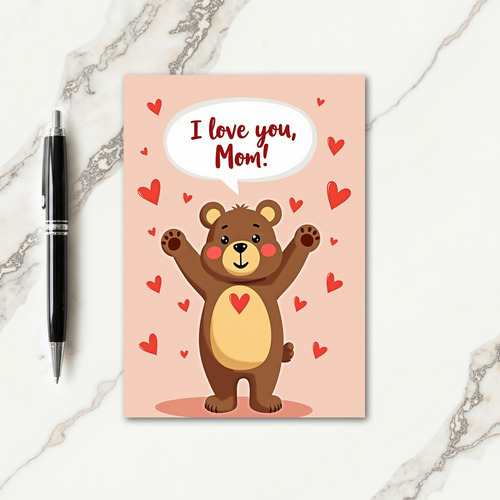 Bear Heart Mom Love You Card