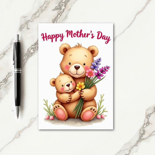 Bear Hug Mothers Day Floral Card