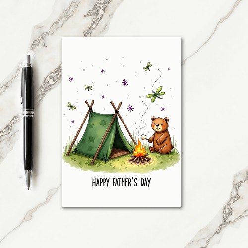 Bear Roasting Marshmallow Fathers Card