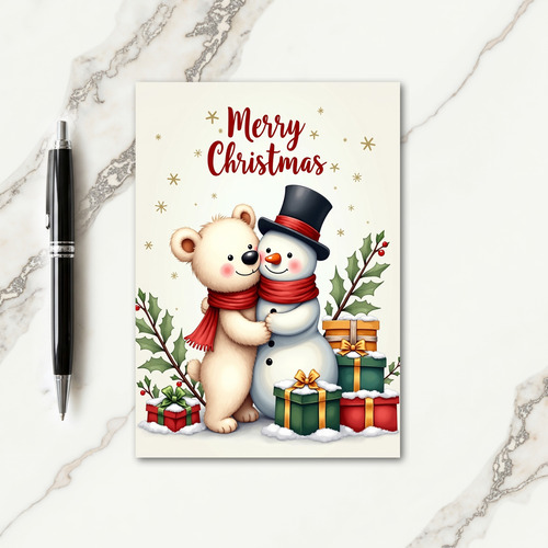 Bear Snowman Embrace Card