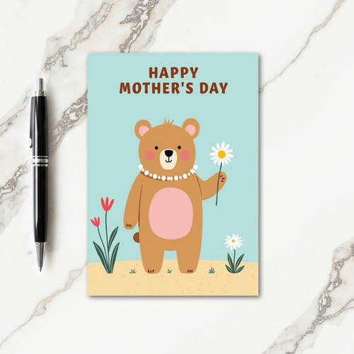 Bear With Daisy Mothers Day Card