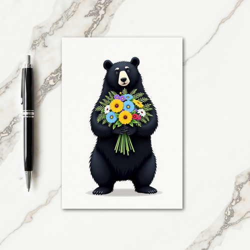 Bear With Flowers Mothers Day Card
