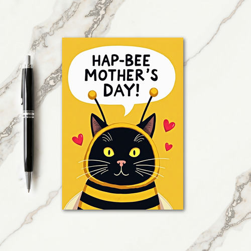 Bee Happy Mothers Day Feline Card