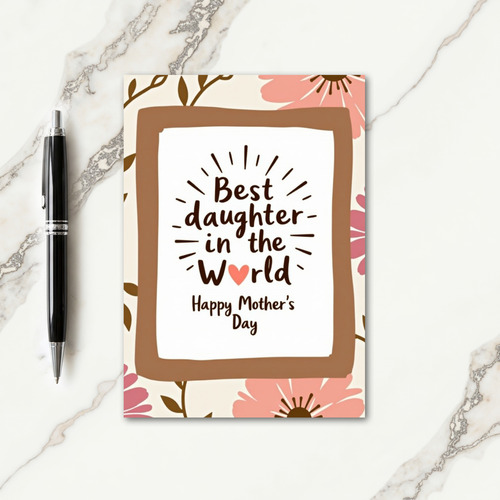 Beige Hearts Mothers Day Card