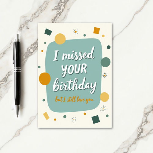 Belated Birthday Teal Script Card