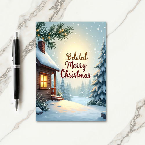 Belated Merry Christmas Snow Card