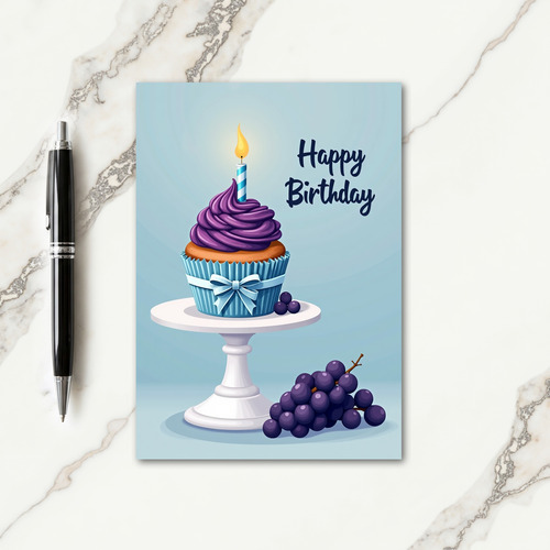 Berries Cupcake Birthday Card