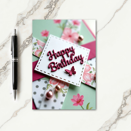 Berry Butterfly Birthday Card