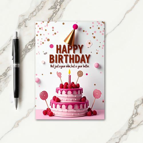 Berry Pink Birthday Card
