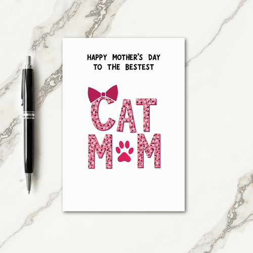 Best Cat Mom Illustration Card