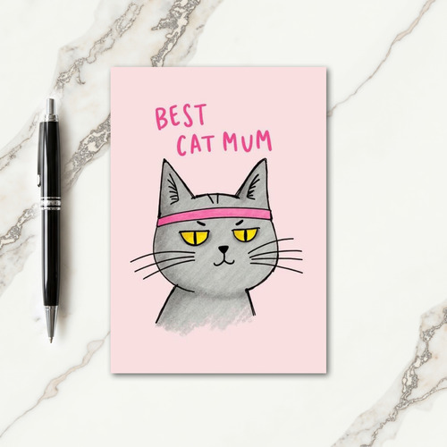 Best Cat Mum Illustration Card
