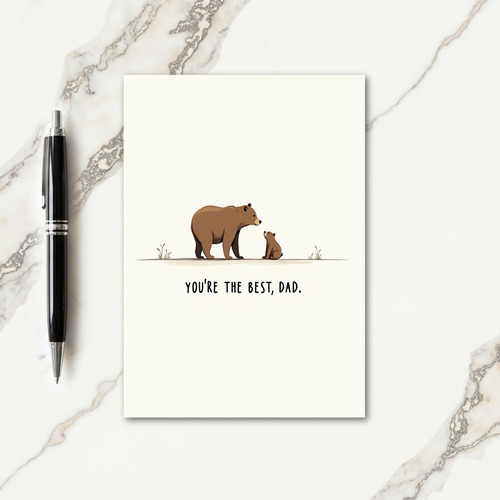 Best Dad Brown Bear Art Card
