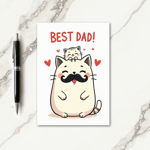 Best Dad Cat Art Card