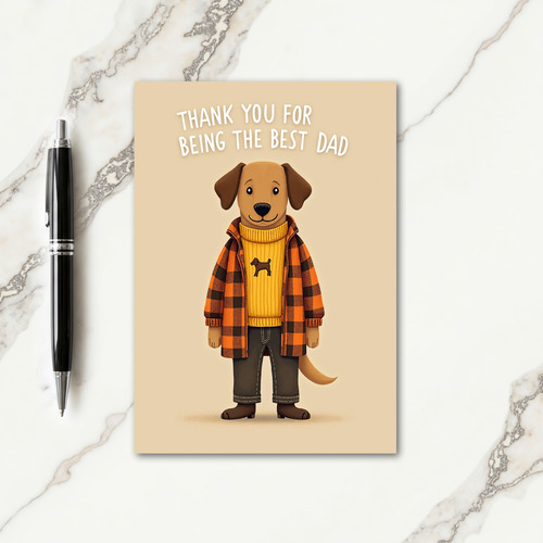 Best Dad Dog Illustration Card
