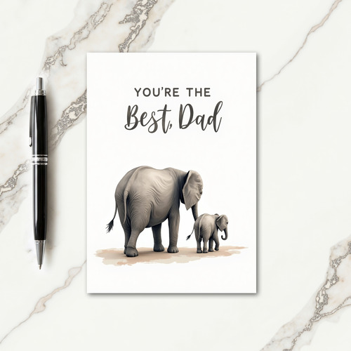 Best Dad Elephant Art Card