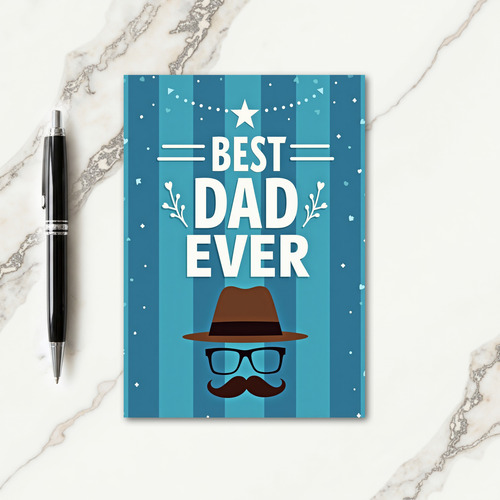 Best Dad Ever Azure Striped Card