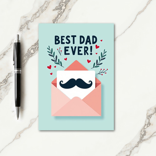 Best Dad Ever Mustache Card