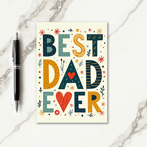 Best Dad Ever Teal Pattern Card