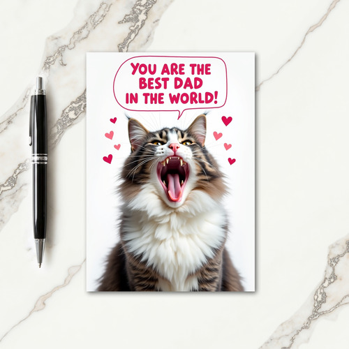 Best Dad Feline Art Card