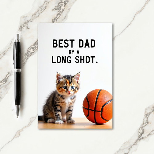 Best Dad Sports Ball Kitten Card