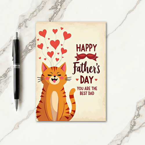 Best Dad Striped Cat Card