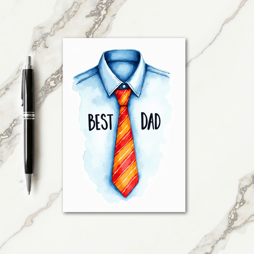 Best Dad Tie Watercolor Card