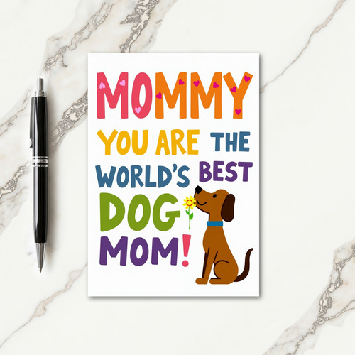 Best Dog Mom Floral Art Card