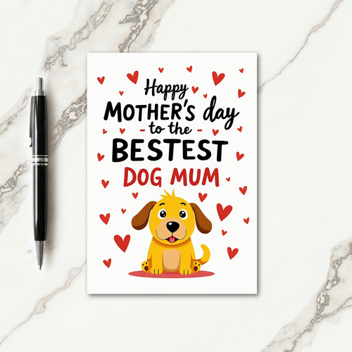 Best Dog Mum Hearts Mothers Day Card