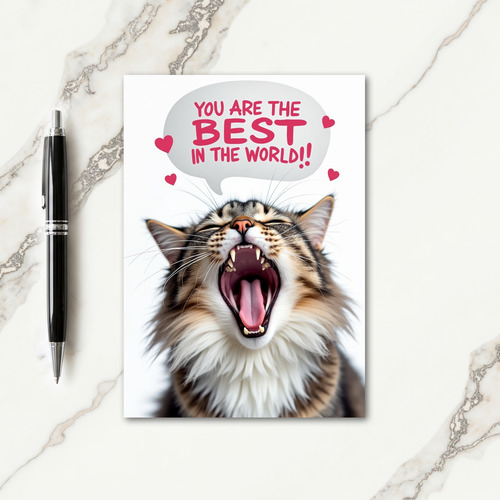 Best Father Ever Kitty Shout Card