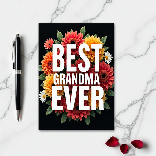 Best Grandma Ever Floral Art Card