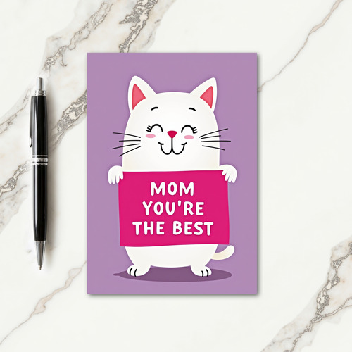Best Mom Cat Illustration Card
