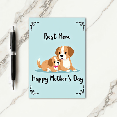 Best Mom Dog Illustration Card