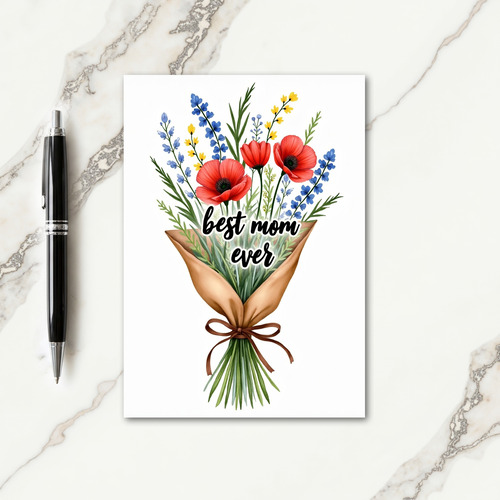 Best Mom Ever Floral Art Card