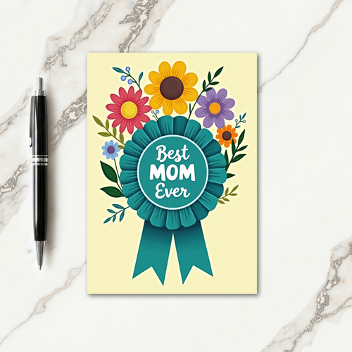 Best Mom Ever Floral Award Card